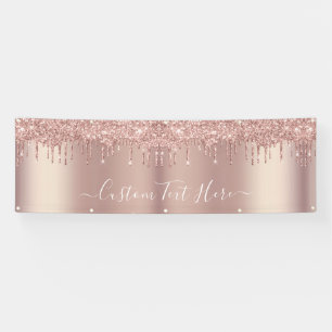 Personalised Rose Gold Glitter Banner Custom Text