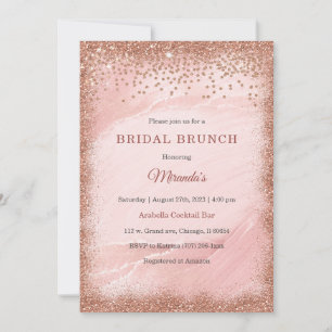 Personalised Rose Gold Glitter Bridal Brunch Invitation