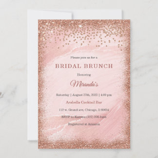 Personalised Rose Gold Glitter Bridal Brunch Invitation
