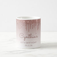 Personalised Rose Gold Glitter Drip 60th Birthday