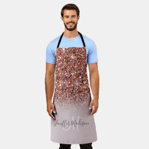 Personalised Rose Gold Glitter Drips Girly Luxury  Apron