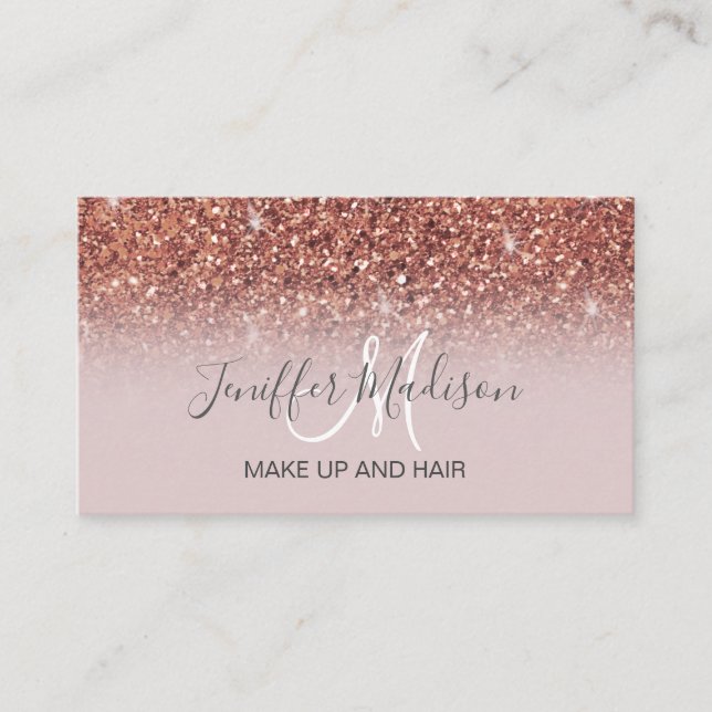 Personalised Rose Gold Glitter Drips Girly Luxury  Business Card (Front)