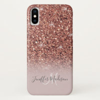 Personalised Rose Gold Glitter Drips Girly Luxury 