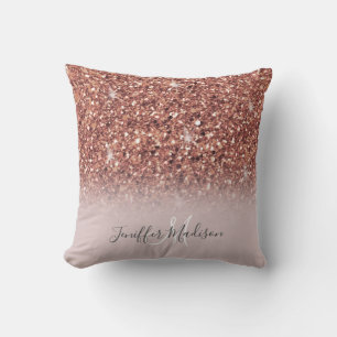 Personalised Rose Gold Glitter Drips Girly Luxury  Cushion