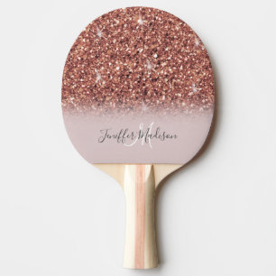 Personalised Rose Gold Glitter Drips Girly Luxury  Ping Pong Paddle