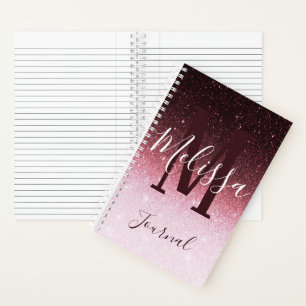 Personalised rose gold glitter gradient journal