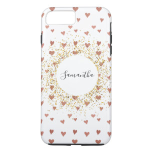 Personalised Rose Gold Glitter Heart iPhone Case