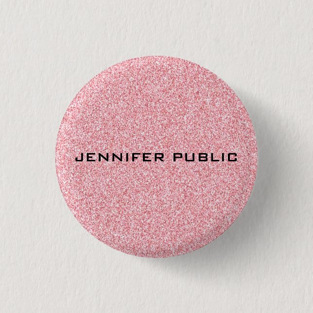 Personalised Rose Gold Glitter Look Template 3 Cm Round Badge (Front)