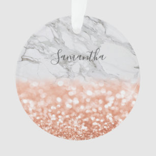 Personalised Rose Gold Glitter Marble Ornament