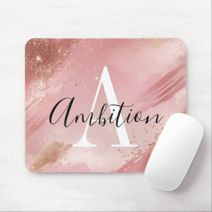 Personalised Rose Gold Glitter Mousepad – Monogram