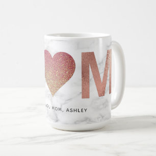Personalised Rose Gold Glitter Mum Mother's Day Coffee Mug