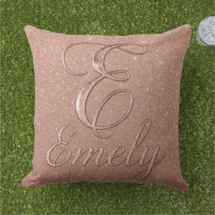 Personalised Rose Gold Glitter Name Design – Emely Cushion