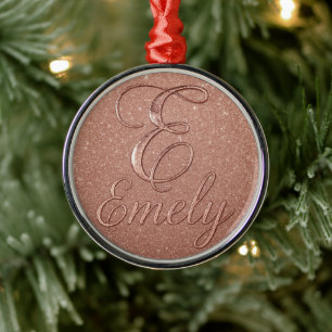 Personalised Rose Gold Glitter Name Design – Emely Metal Tree Decoration