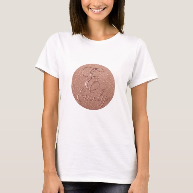 Personalised Rose Gold Glitter Name Design – Emely T-Shirt (Front)