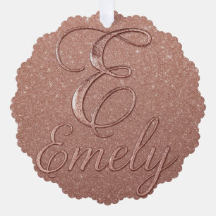 Personalised Rose Gold Glitter Name Design – Emely Tree Decoration Card