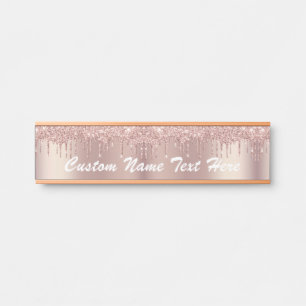 Personalised Rose Gold Glitter Name Door Sign