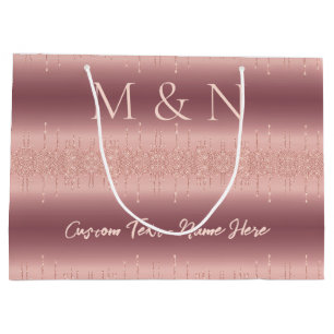 Personalised Rose Gold Glitter Wedding Gift Bags