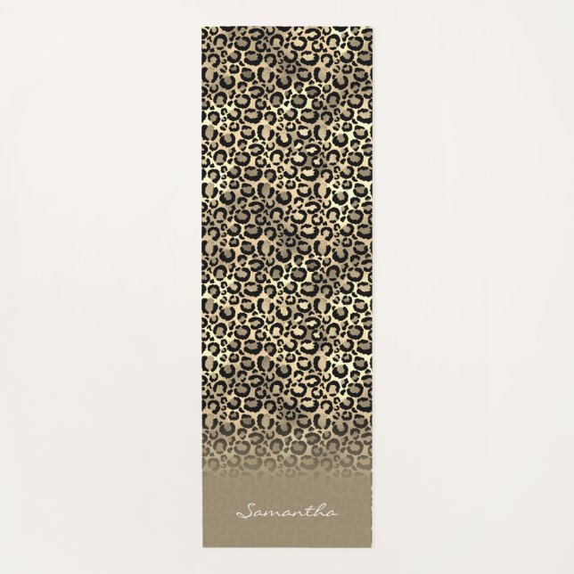 Personalised Rose Gold Leopard Spots Animal Print Yoga Mat (Front)