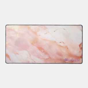 Personalised Rose Gold Marble Desk Mat