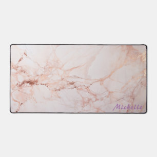 Personalised Rose Gold Marble Desk Mat