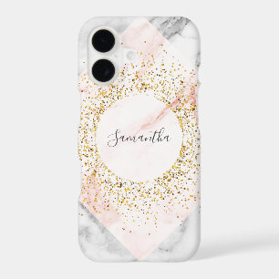Personalised Rose Gold Marble Glitter iPhone Case