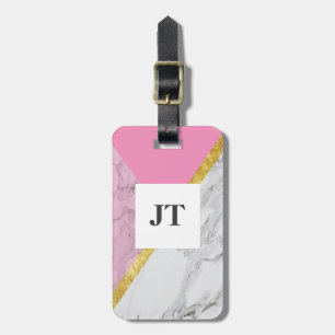 Personalised Rose Gold Marble Pink Luggage Tag