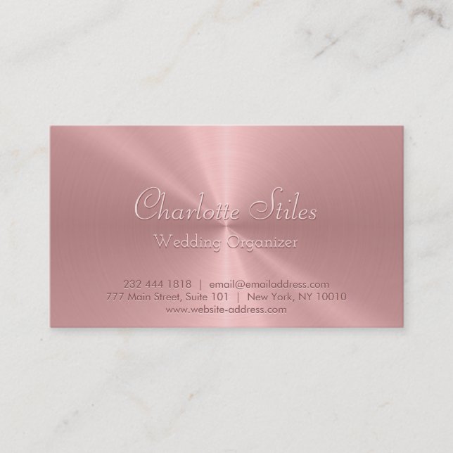 Personalised Rose Gold Metallic Radial Texture Business Card (Front)