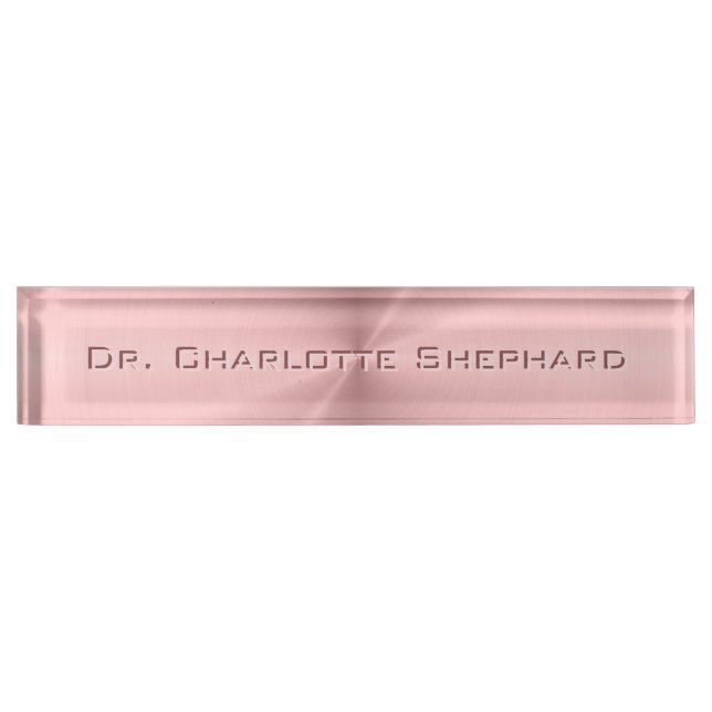Personalised Rose Gold Metallic Radial Texture Nameplate (Front)