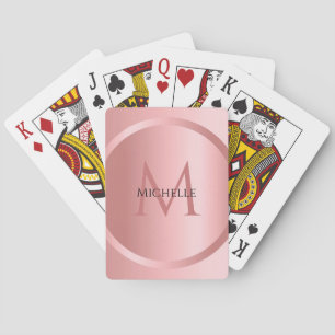 Personalised Rose Gold Monogram Elegant Template Playing Cards