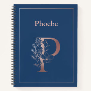 Personalised Rose Gold Monogram Initial P Notebook
