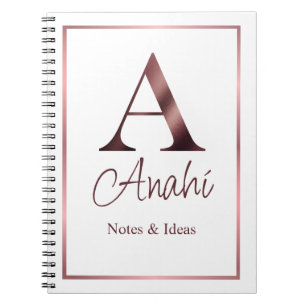 Personalised Rose Gold Monogram   White Notebook