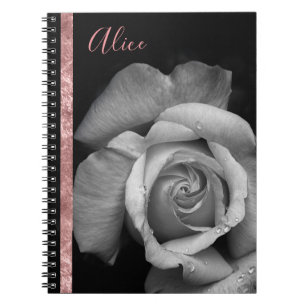 Personalised Rose Gold Rose Notebook