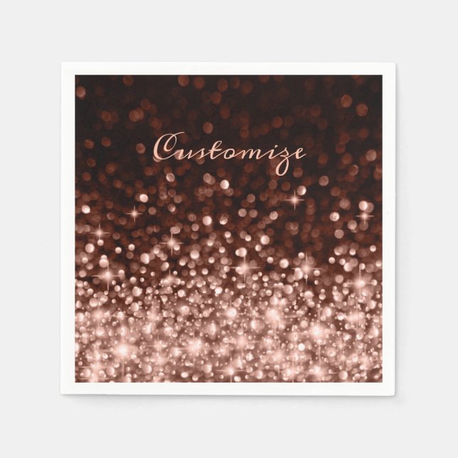Personalised Rose Gold Sparkle Napkin (Front)