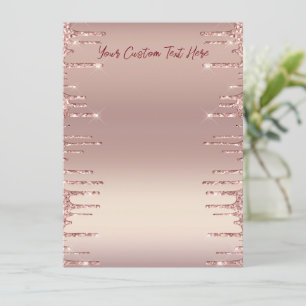 Personalised Rose Gold Sparkly Drips Menu Example