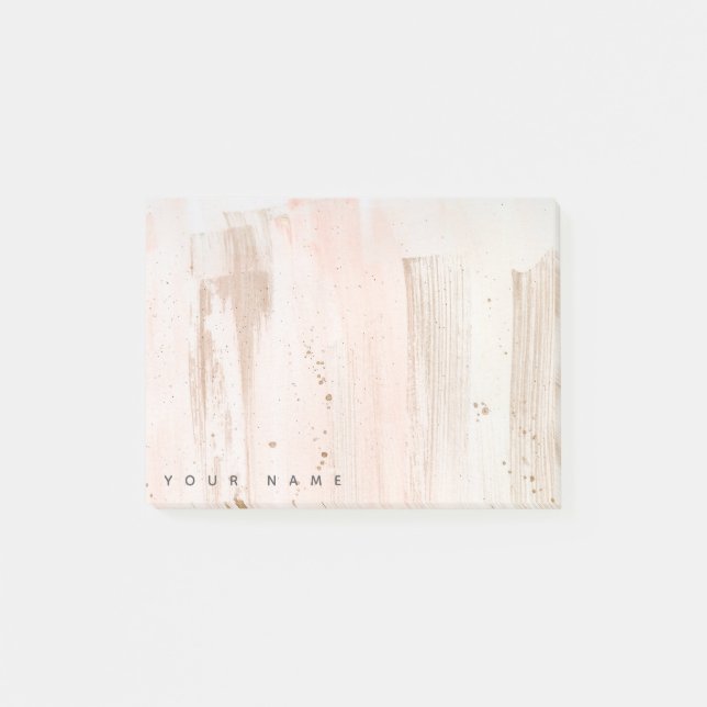 Personalised Rose Gold Splash Effect Post It Notes (Front)