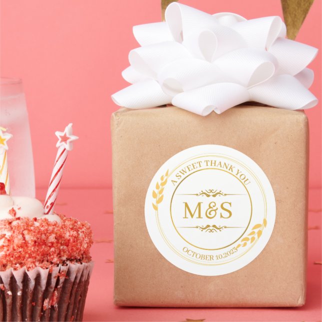 Personalised Rose Gold Wedding Party Decor Favour  Classic Round Sticker (Party)