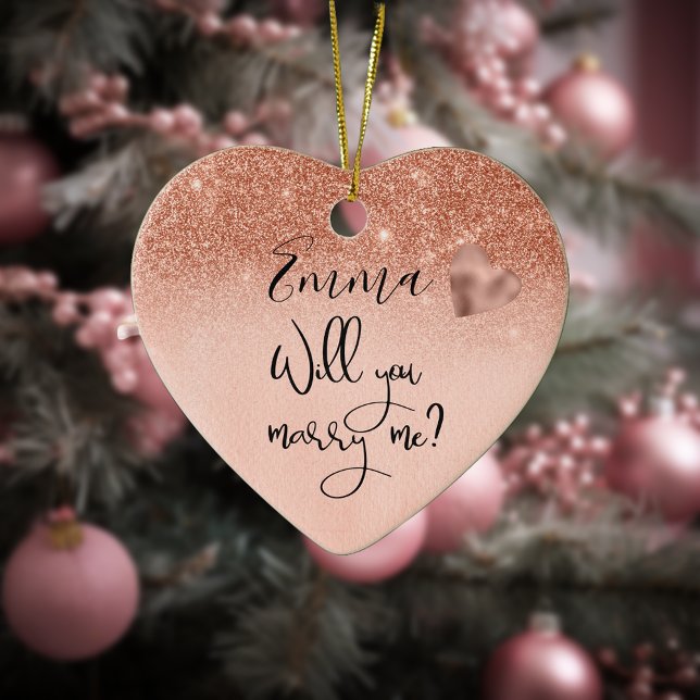 Personalised Rose Gold Will You Marry Me Proposal Ceramic Tree Decoration (Creator Uploaded)