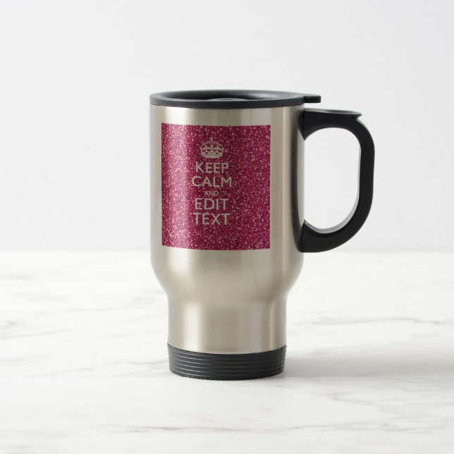 Personalised Rose Keep Calm Decor Travel Mug (Right)