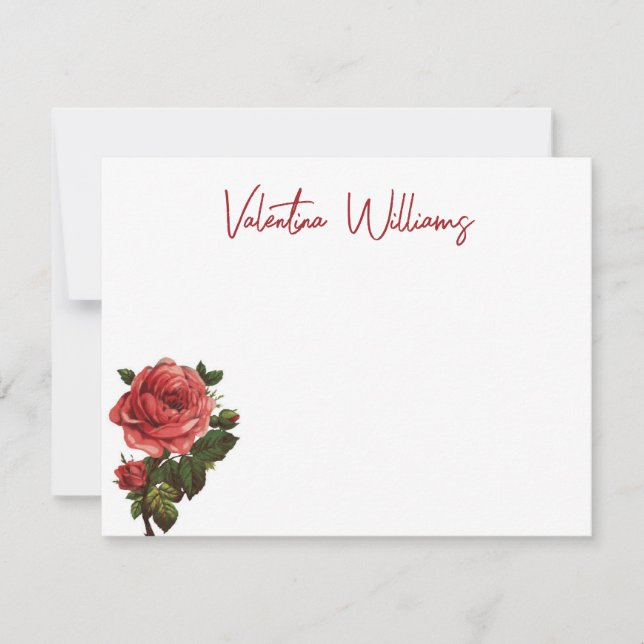 Personalised Rose Note Card (Front)