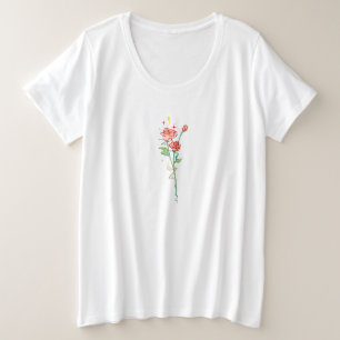 Personalised rose pattern T-shirt Plus Size T-Shirt