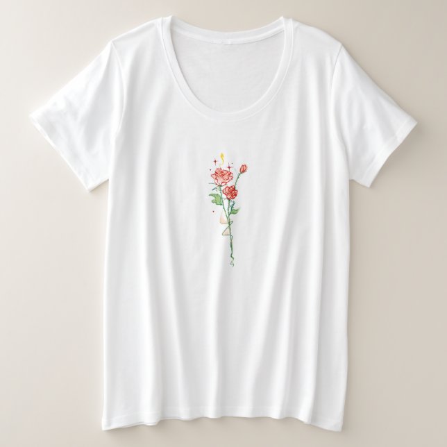 Personalised rose pattern T-shirt Plus Size T-Shirt (Design Front)
