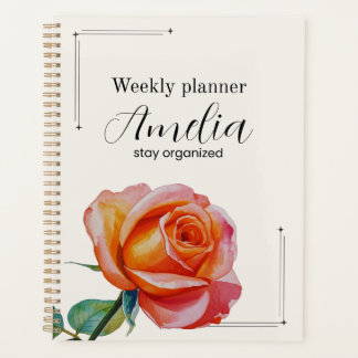 Personalised Rose Planner Aesthetic Weekly Floral