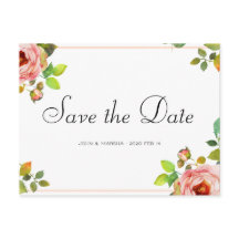 Personalised - Rose Watercolor Save the Date
