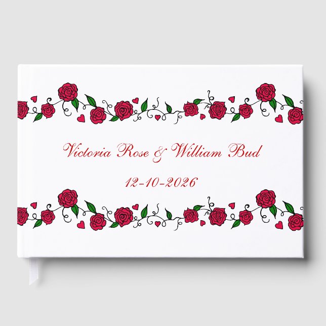Personalised Rose Wedding Guestbook  (Front)