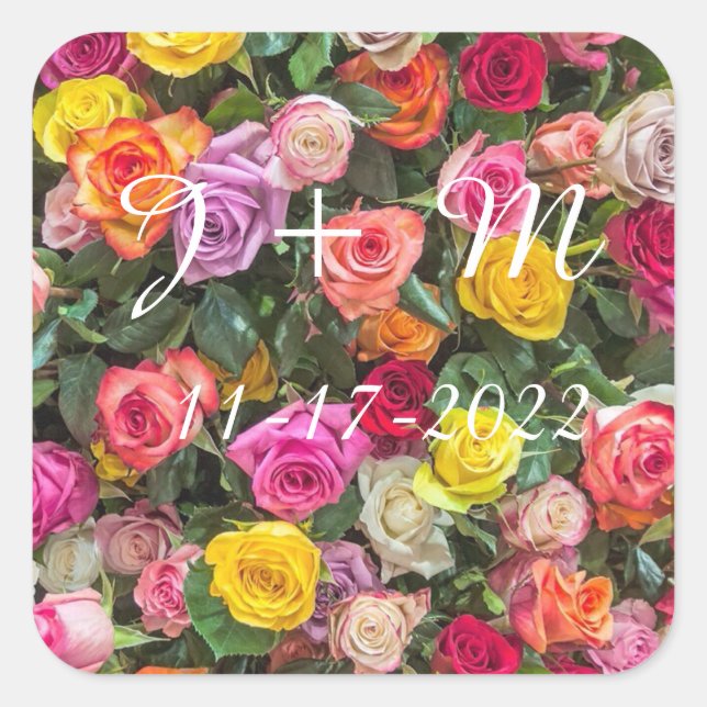 Personalised Rose Wedding Stickers (Front)