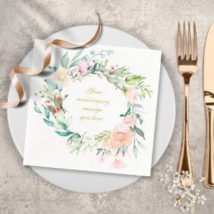 Personalised Roses Garland Floral 50th Anniversary Napkin