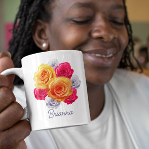 Personalised Roses In Bloom Motif Mug