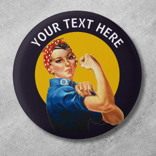 Personalised Rosie the Riveter Custom Vintage 3 Cm Round Badge