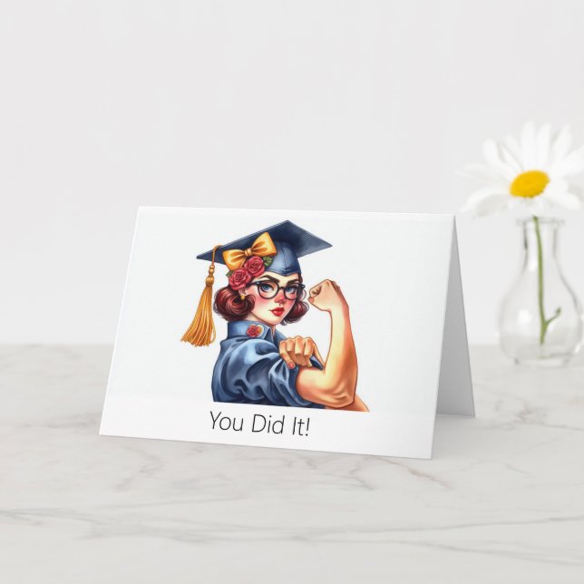 Personalised Rosie the Riveter Graduation Card (Small Plant)