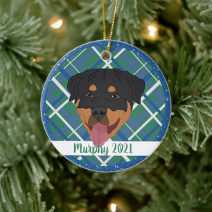 Personalised Rottweiler Christmas  Ceramic Tree Decoration